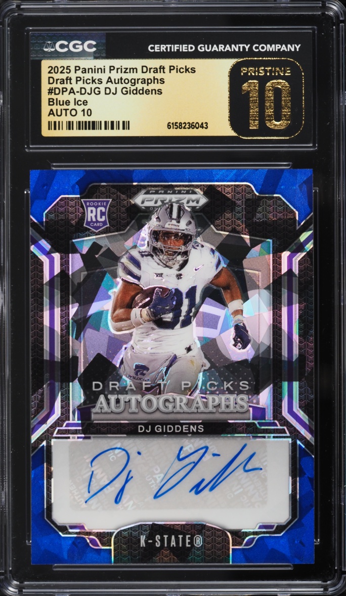 2025 Panini Prizm Draft Picks Blue Ice DJ Giddens ROOKIE AUTO /149 #DPA-DJG CGC 10 PRISTINE