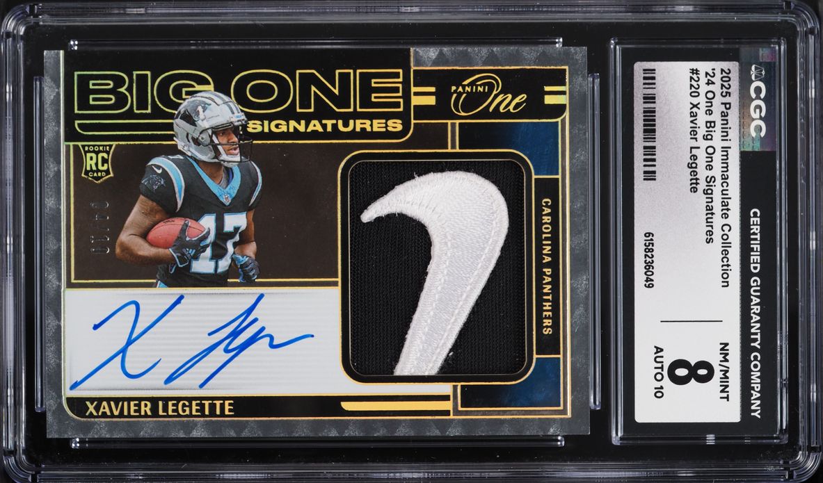 2025 Panini Immaculate Collection '24 One Big Xavier Legette ROOKIE PATCH AUTO /10 #220 CGC 8
