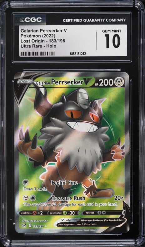 2022 Pokemon Sword & Shield Lost Origin Full Art Galarian Perrserker V #183 CGC 10 GEM MINT