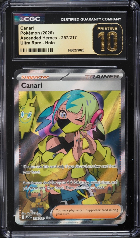 2026 Pokemon Mega Evolution Ascended Heroes Full Art Canari #257 CGC 10  PRISTINE on Fanatics Collect