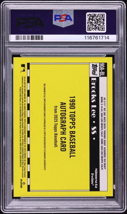 2025 Topps '90 Brooks Lee ROOKIE AUTO #90ABL PSA 10 GEM MINT