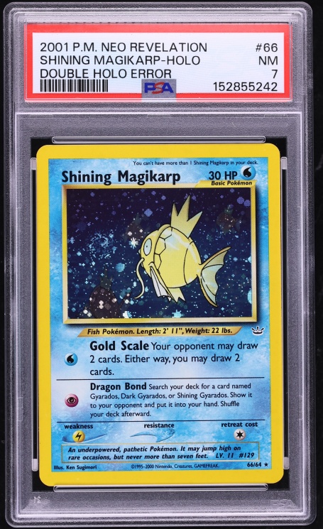 2001 Pokemon Neo Revelation Double Error Holo Shining Magikarp #66 PSA 7 NRMT