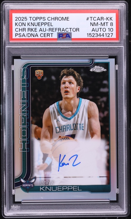 2025 Topps Chrome Refractor Kon Knueppel ROOKIE AUTO DNA 10 #TCAR-KK PSA 8 NM-MT