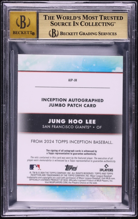 2024 Topps Inception Jumbo Jung Hoo Lee ROOKIE PATCH AUTO 1/1 #AJP-JH BGS 9.5 GEM MINT