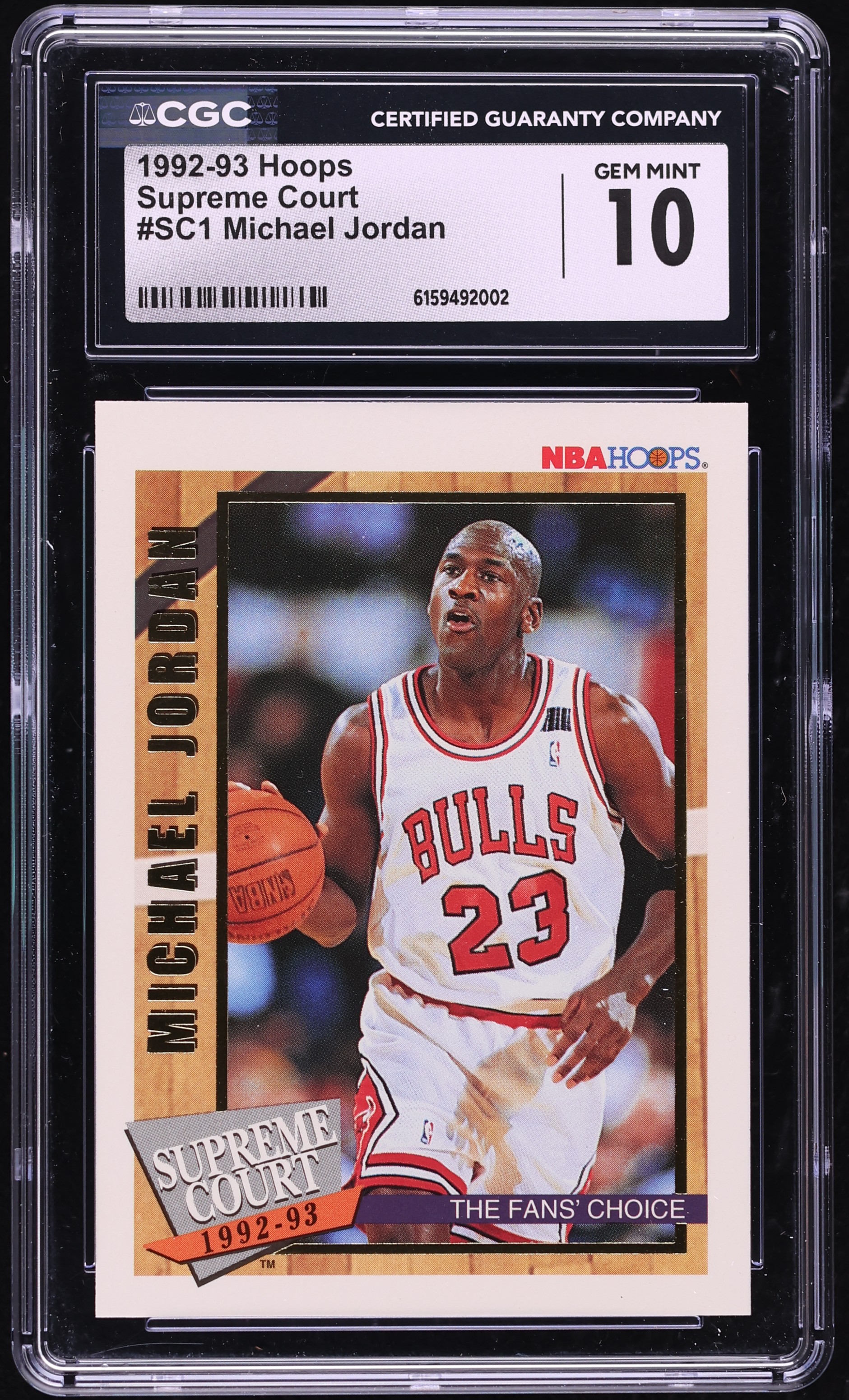 1992 Hoops Supreme Court Michael Jordan #SC1 CGC 10 GEM MINT on