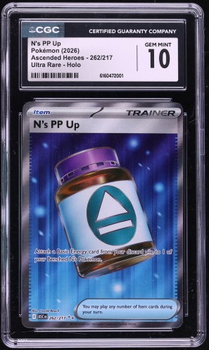 2026 Pokemon Mega Evolution Ascended Heroes Full Art N's PP Up #262 CGC 10  GEM MINT on Fanatics Collect
