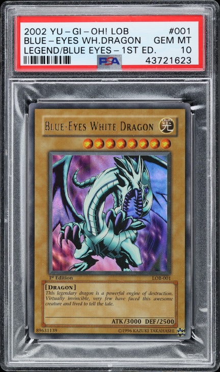 2002 Yu-Gi-Oh! LOB 1st Edition Blue-Eyes White Dragon #LOB-001 PSA 10 GEM MINT