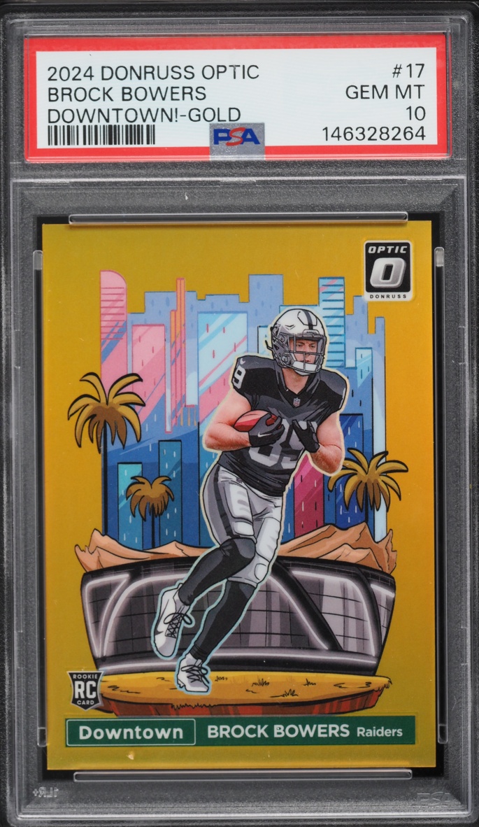 2024 Donruss Optic Downtown Gold Brock Bowers ROOKIE 10/10 #17 PSA 10 GEM MINT