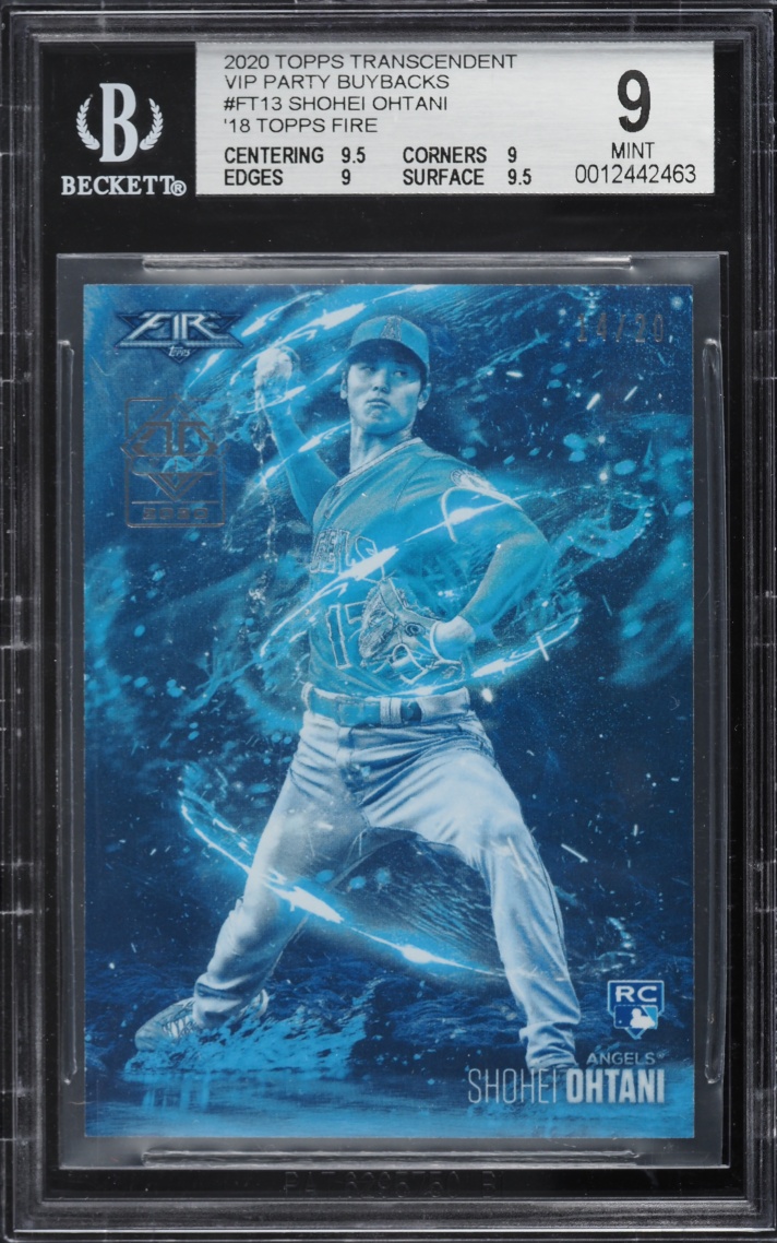 2020 Topps Transcendent VIP '18 Fire Flame Throwers Blue Chip Shohei Ohtani /20 BGS 9 MINT