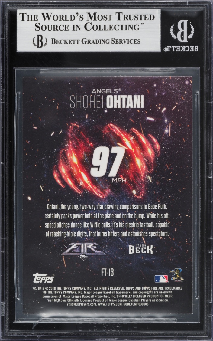 2020 Topps Transcendent VIP '18 Fire Flame Throwers Blue Chip Shohei Ohtani /20 BGS 9 MINT