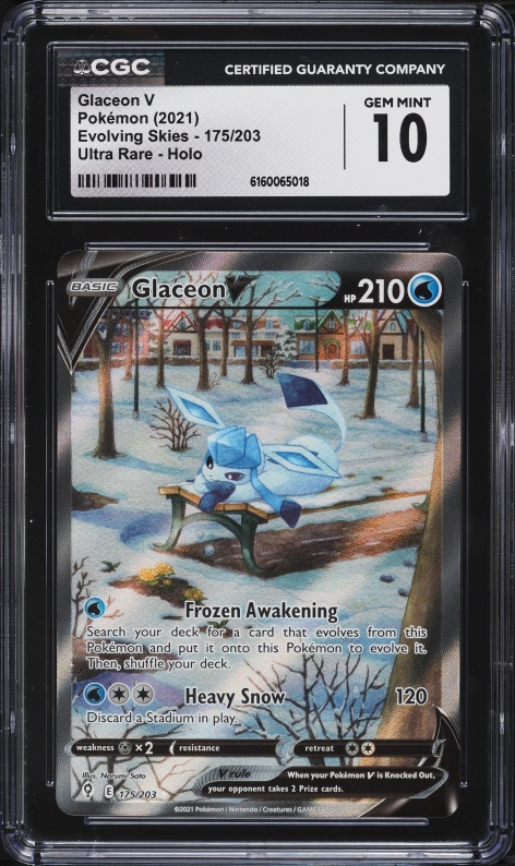2021 Pokemon Sword & Shield Evolving Skies Full Art Glaceon V #175 CGC 10 GEM MINT
