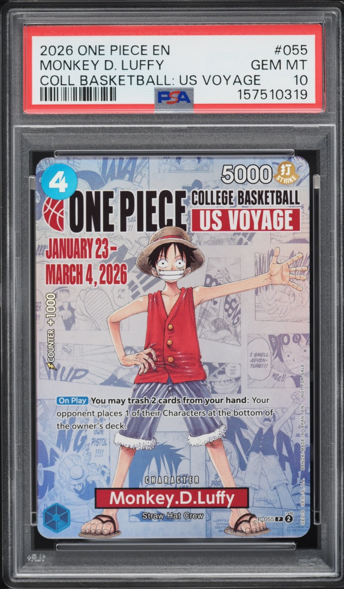 2026 One Piece Promo College Basketball US Voyage Monkey D. Luffy #P-055 PSA 10 GEM MINT