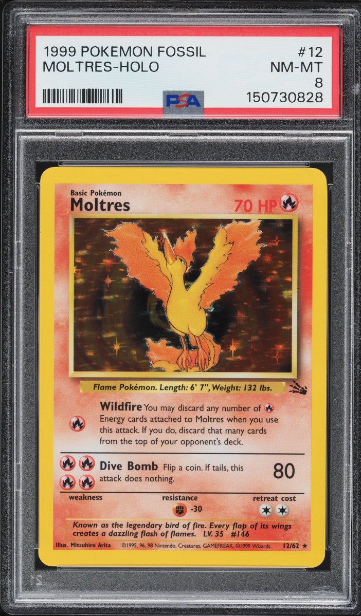 1999 Pokemon Fossil Holo Moltres #12 PSA 8 NM-MT