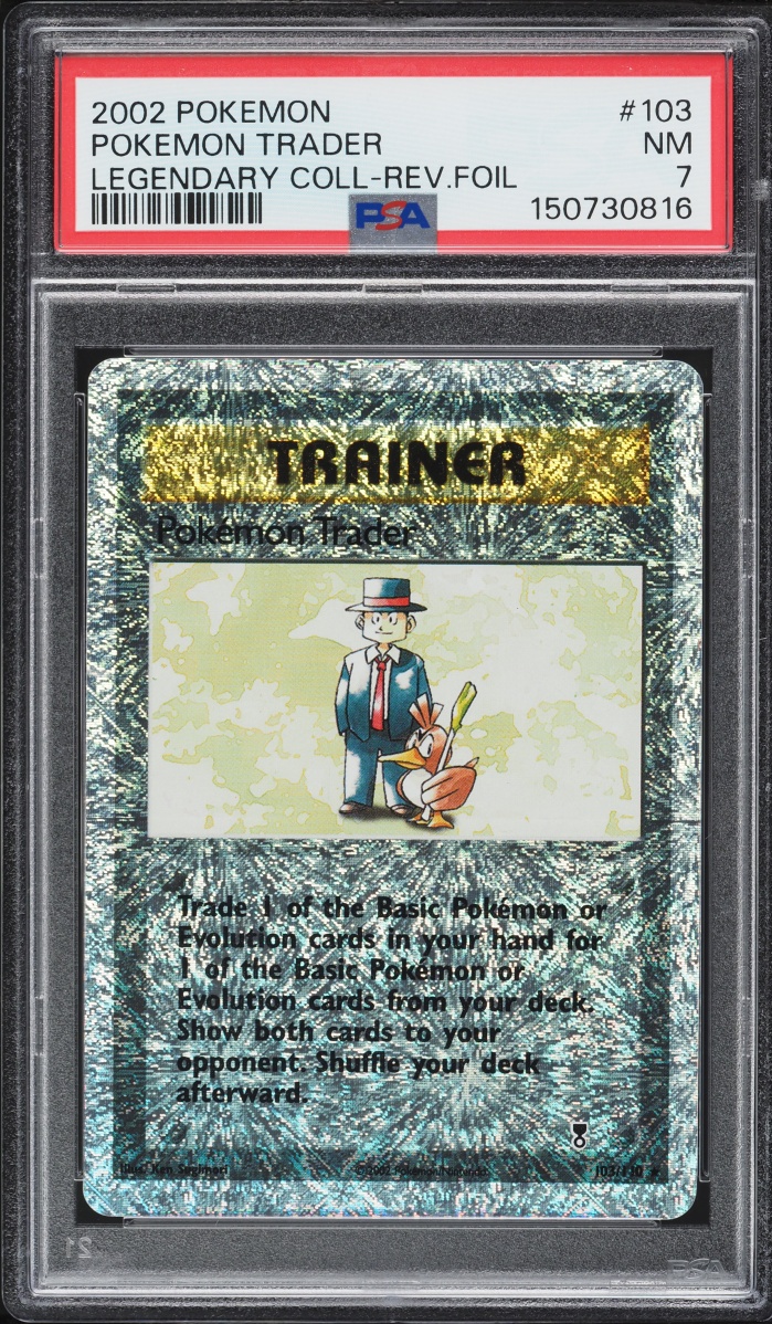 2002 Pokemon Legendary Collection Reverse Holo Pokemon Trader #103 PSA 7 NRMT