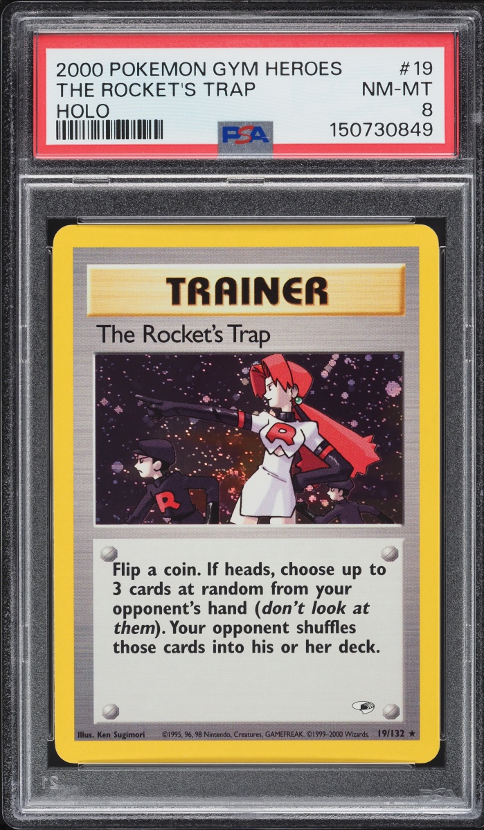 2000 Pokemon Gym Heroes Holo The Rocket's Trap #19 PSA 8 NM-MT