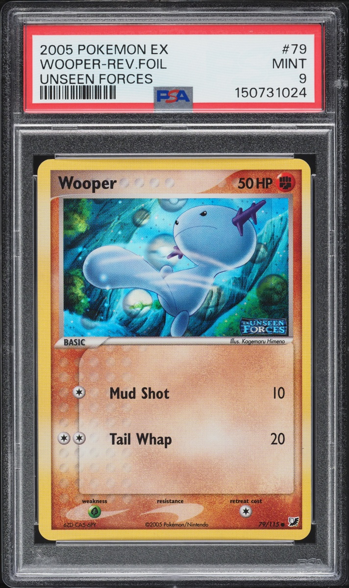 2005 Pokemon EX Unseen Forces Reverse Holo Wooper #79 PSA 9 MINT