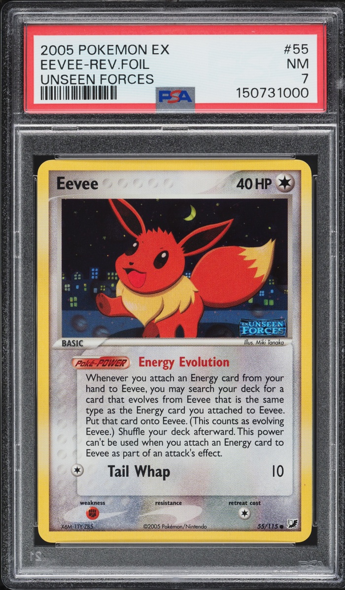 2005 Pokemon EX Unseen Forces Reverse Holo Eevee #55 PSA 7 NRMT