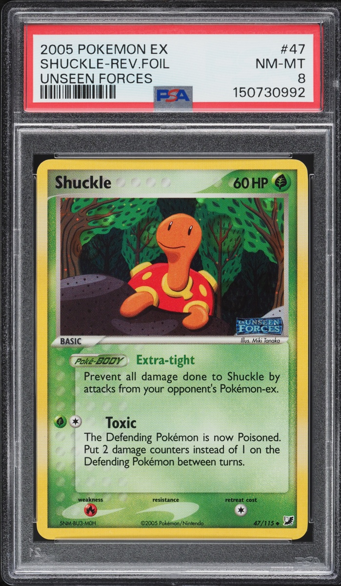 2005 Pokemon EX Unseen Forces Reverse Holo Shuckle #47 PSA 8 NM-MT