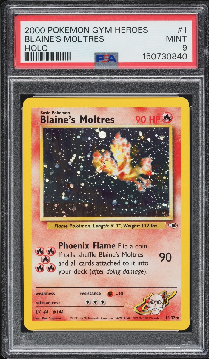 2000 Pokemon Gym Heroes Holo Blaine's Moltres #1 PSA 9 MINT