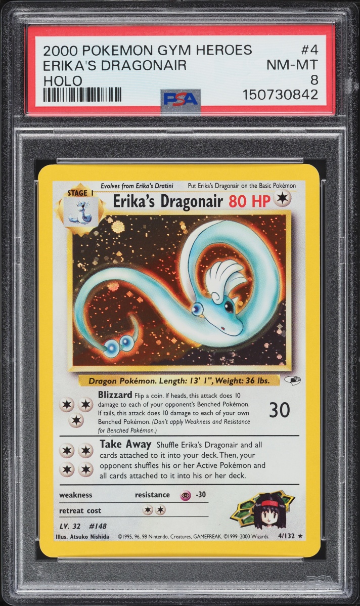 2000 Pokemon Gym Heroes Holo Erika's Dragonair #4 PSA 8 NM-MT