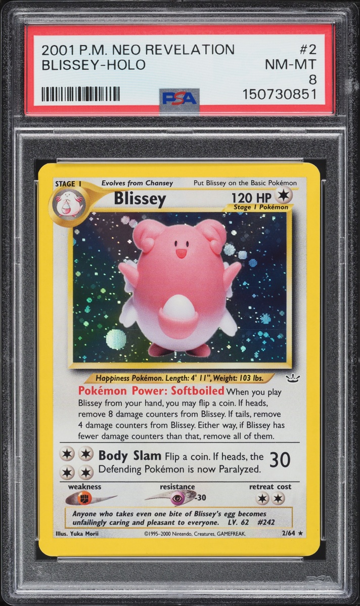 2001 Pokemon Neo Revelation Holo Blissey #2 PSA 8 NM-MT