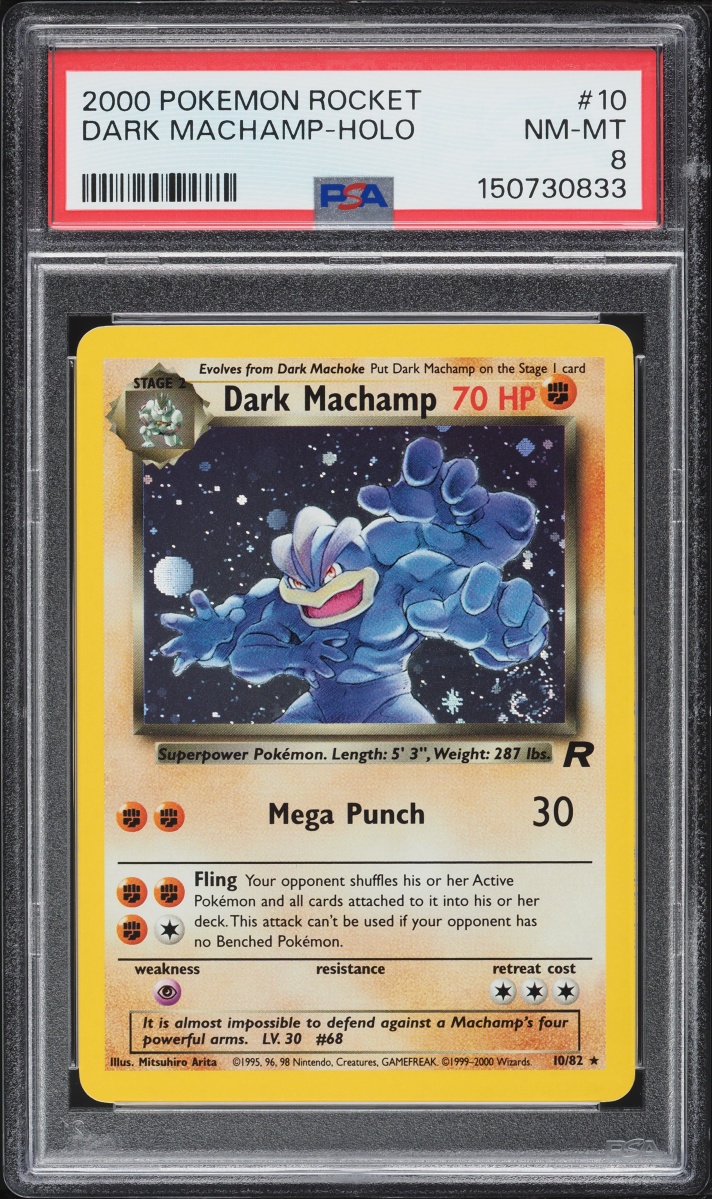 2000 Pokemon Team Rocket Holo Dark Machamp #10 PSA 8 NM-MT