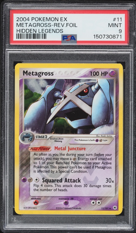 2004 Pokemon EX Hidden Legends Reverse Holo Metagross #11 PSA 9 MINT