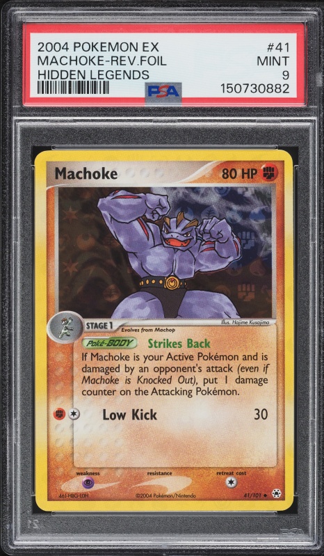2004 Pokemon EX Hidden Legends Reverse Holo Machoke #41 PSA 9 MINT