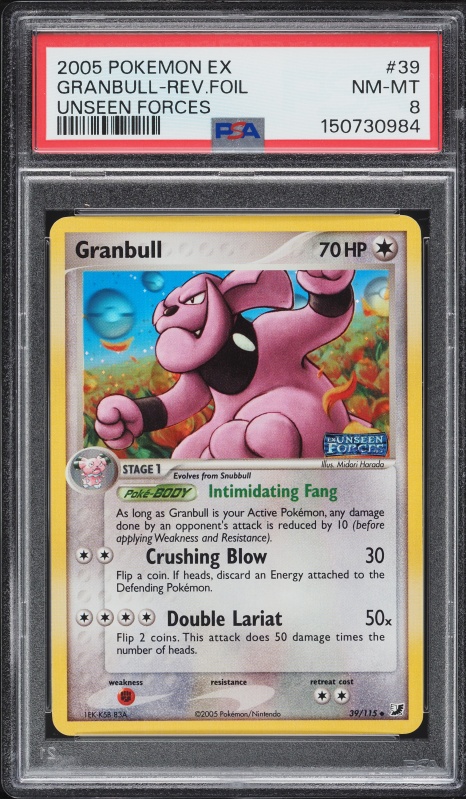 2005 Pokemon Ex Unseen Forces Reverse Foil Granbull #39 PSA 8 NM-MT