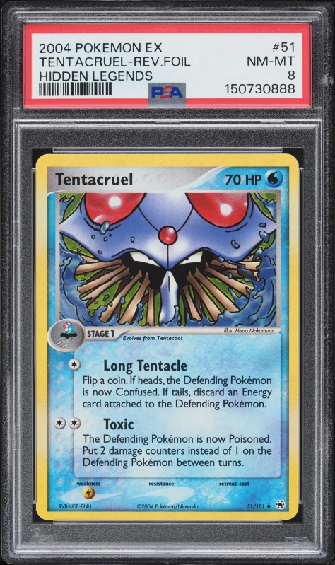 2004 Pokemon EX Hidden Legends Reverse Holo Tentacruel #51 PSA 8 NM-MT