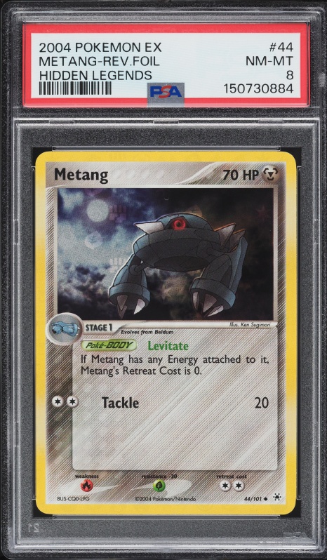 metang pokemon card value 2004 EX Hidden Legends Reverse Holo #44 PSA 8 NM-MT on Fanatics Collect This attack does 30 more damage for each heads Metang 094/086 IR - Chaos