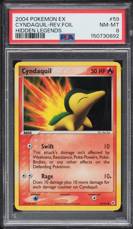cyndaquil pokemon card holographic 2006 EX Dragon Frontiers Reverse Holo #45 PSA 10 GEM MINT on Fanatics Collect If heads Neo Genesis #057/111 Cyndaquil (57)