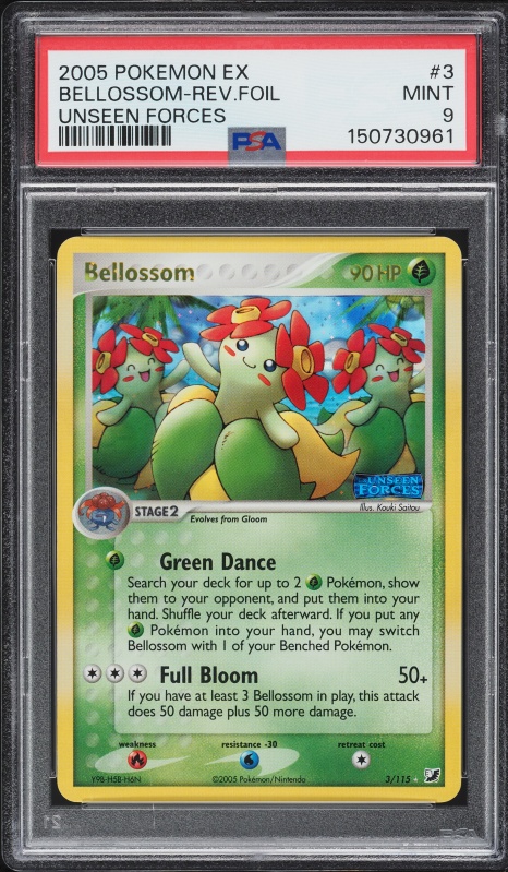 2005 Pokemon EX Unseen Forces Reverse Holo Bellossom #3 PSA 9 MINT