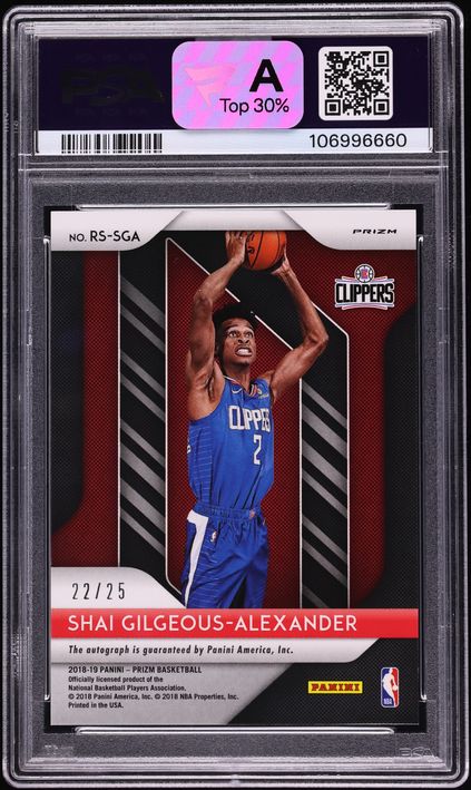 2018 Panini Prizm Mojo Shai Gilgeous-Alexander ROOKIE AUTO /25 #RS-SGA PSA 10 GEM MINT