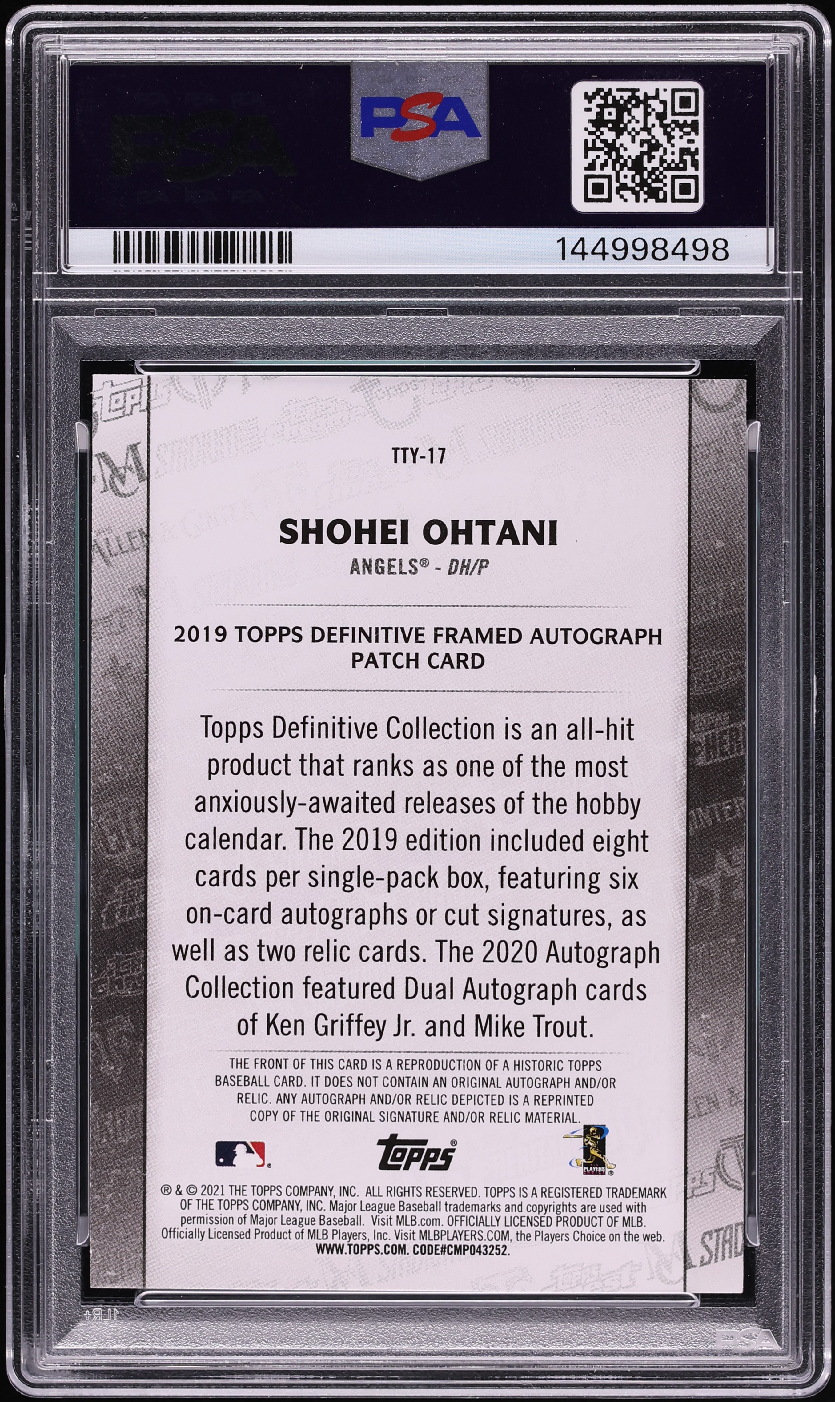 2021 Topps Through The Years Shohei Ohtani #TTY-17 PSA 10 GEM MINT
