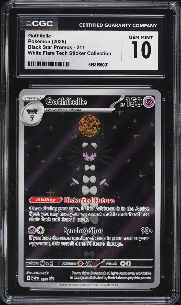 2025 Pokemon SV Promo White Flare Tech Sticker Full Art Gothitelle #211 CGC 10 GEM MINT
