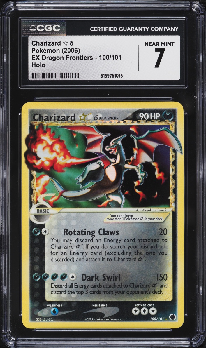 2006 Pokemon EX Dragon Frontiers Holo Charizard Gold Star #100 CGC 7 NRMT