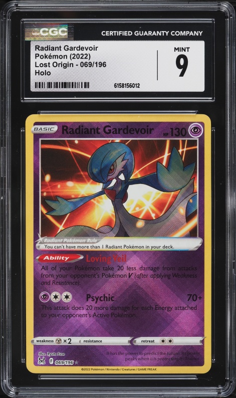 pokemon card 069 196 069/196 Radiant Gardevoir Coal is the source of Torkoals energy Pokemon Lost Origin Holo Rare