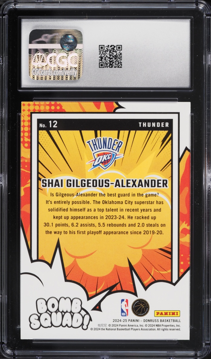 2024 Donruss Bomb Squad! Shai Gilgeous-Alexander #12 CGC 10 GEM MINT