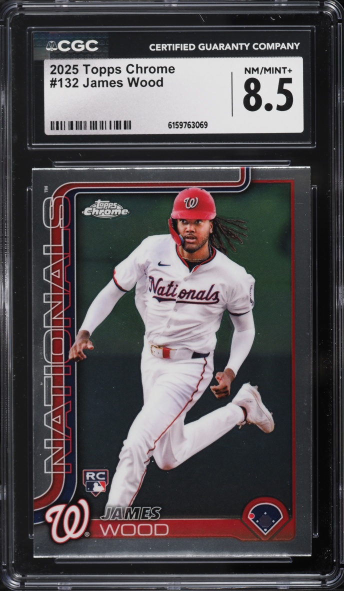 2025 Topps Chrome James Wood ROOKIE #132 CGC 8.5 NM-MT+