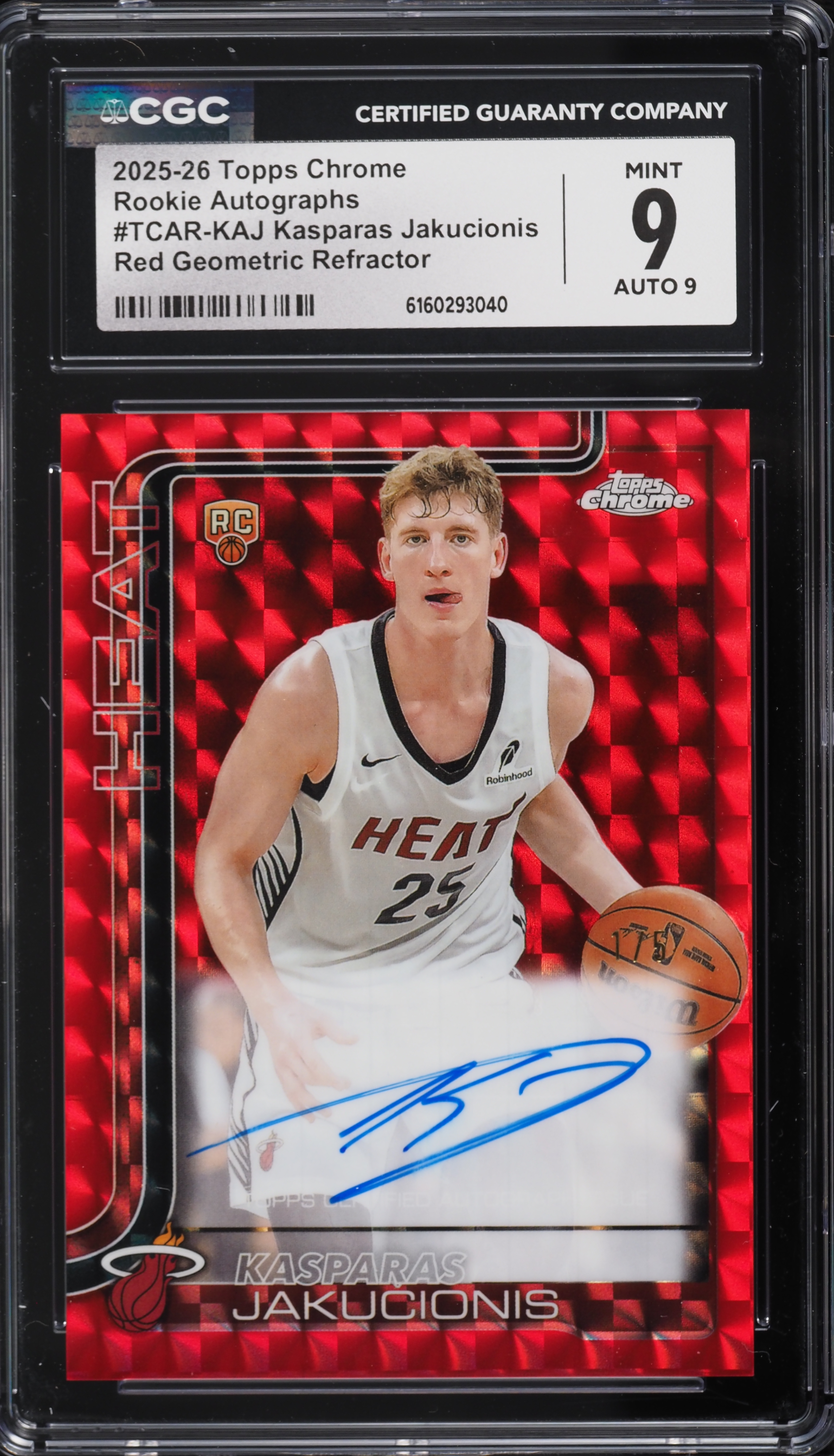 2025 Topps Chrome Basketball Geometric Red Refractor Kasparas Jakucionis #TCAR-KAJ CGC 9