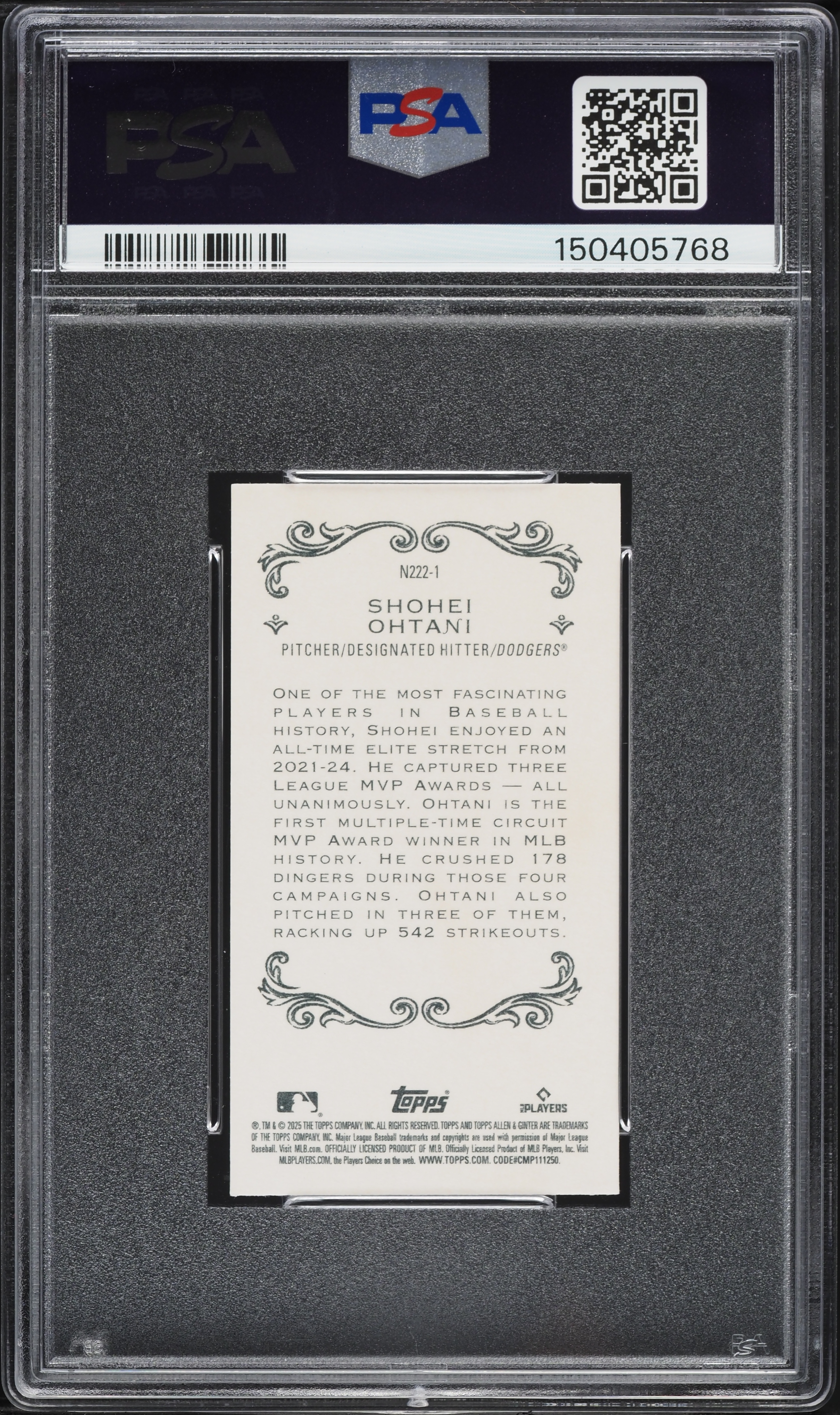 2025 Topps Allen & Ginter 1889 N222 Shohei Ohtani #N222-1 PSA 10