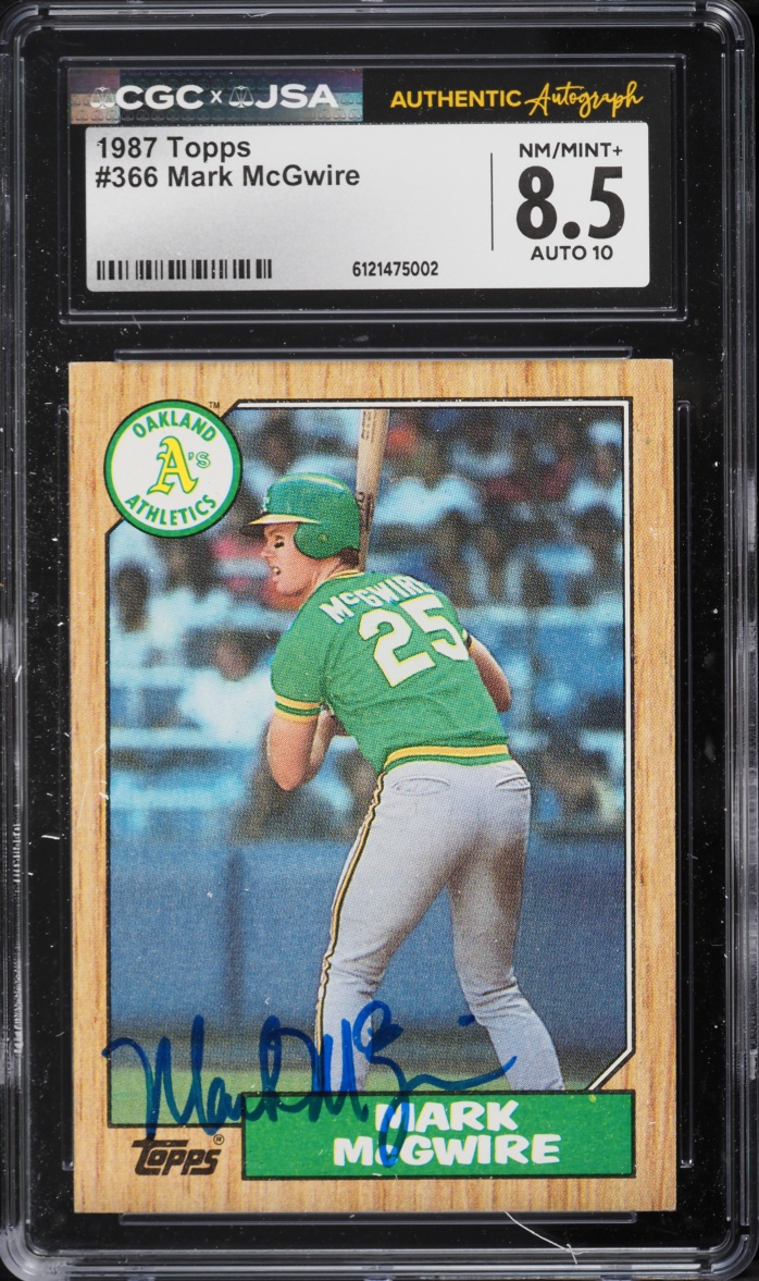 1987 Topps Mark McGwire ROOKIE AUTO #366 JSA CGC 8.5 NM-MT+