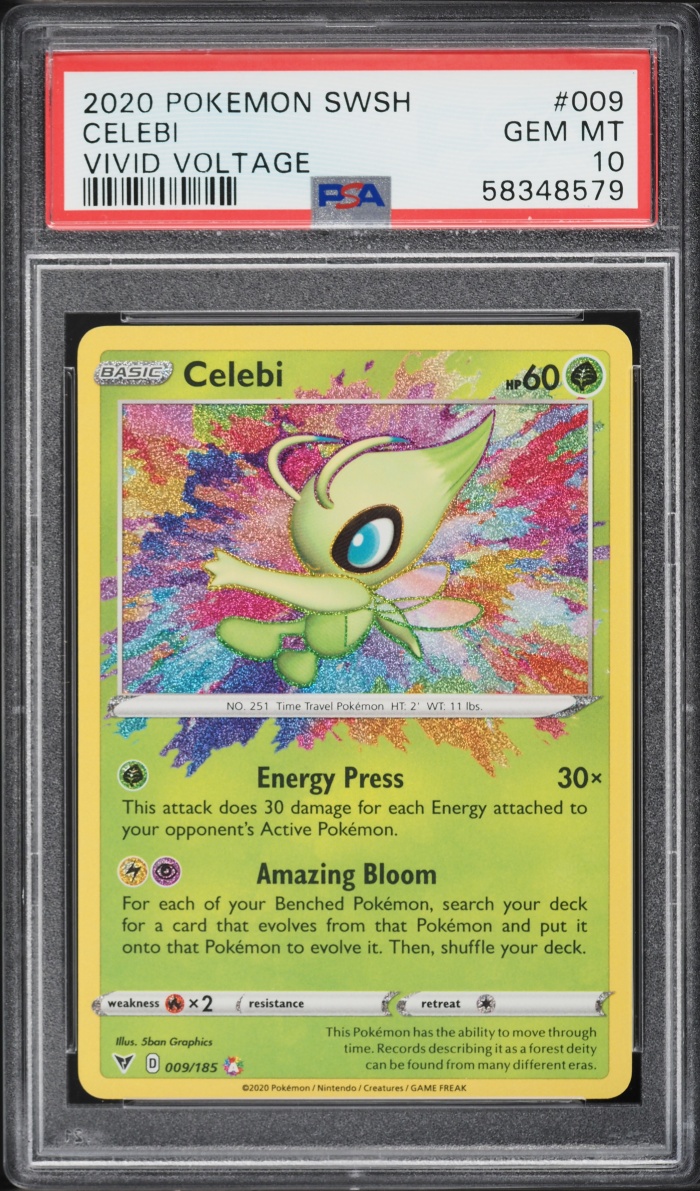 2020 Pokemon Sword & Shield Vivid Voltage Amazing Rare Celebi #9 PSA 10 GEM MINT graded card
