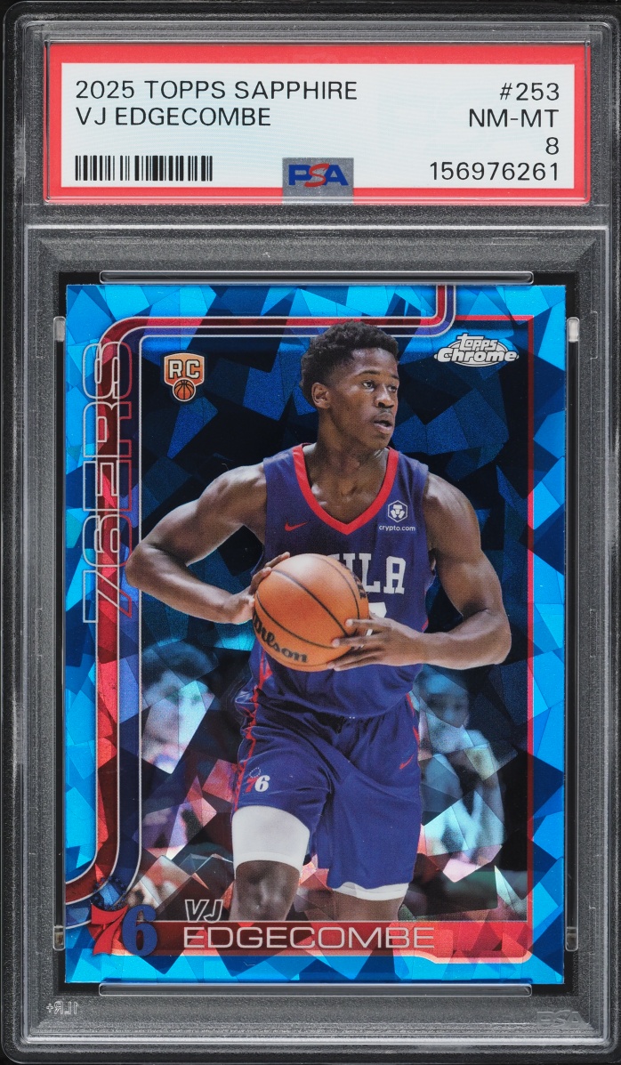 2025 Topps Chrome Sapphire Edition VJ Edgecombe ROOKIE #253 PSA 8 NM-MT