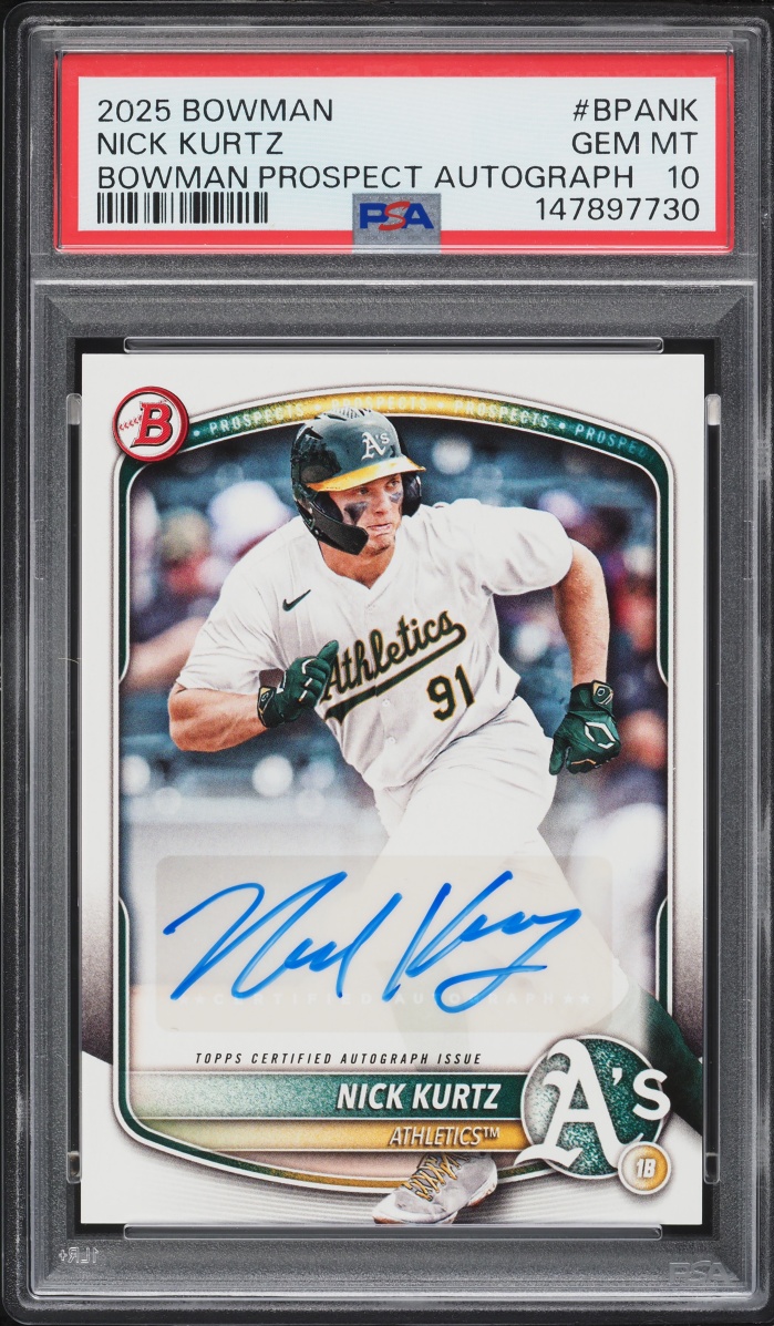 2025 Bowman Nick Kurtz PROSPECT AUTO #BPA-NK PSA 10 GEM MINT