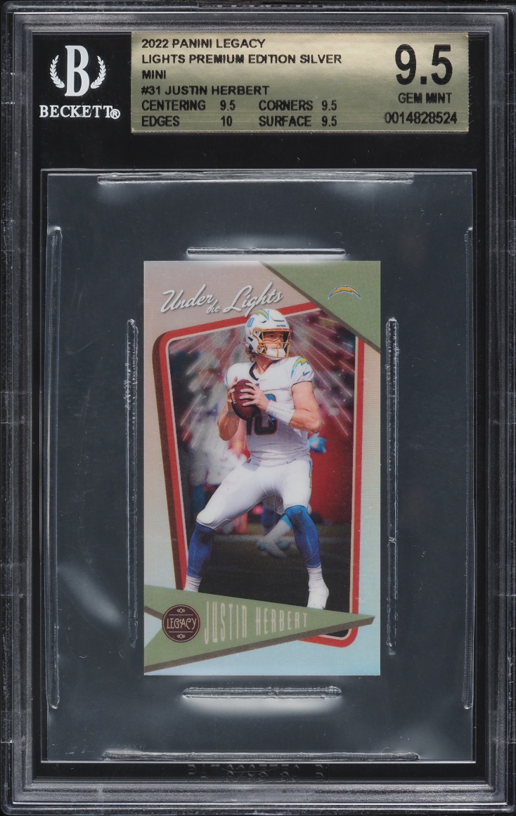 2022 Panini Legacy Under The Lights Premium Silver Mini Justin Herbert #UL-31 BGS 9.5 GEM MINT