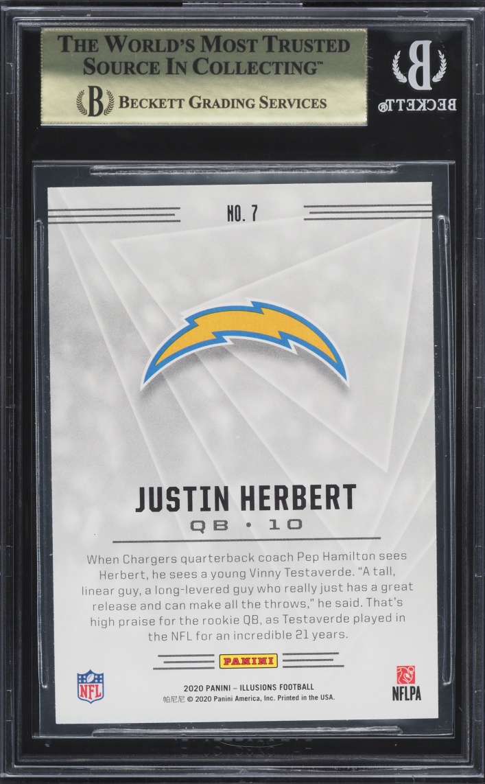 2020 Panini Illusions Sapphire Justin Herbert ROOKIE #7 BGS 9.5 GEM MINT