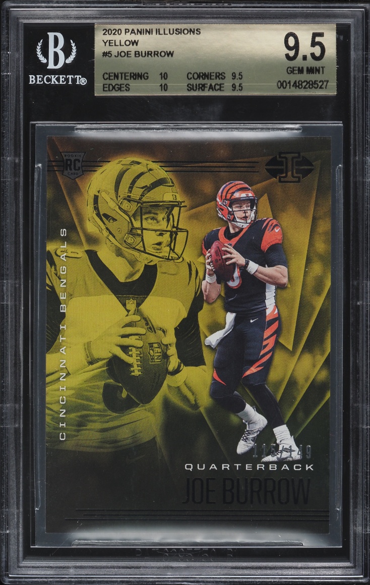 2020 Panini Illusions Yellow Joe Burrow ROOKIE #5 BGS 9.5 GEM MINT