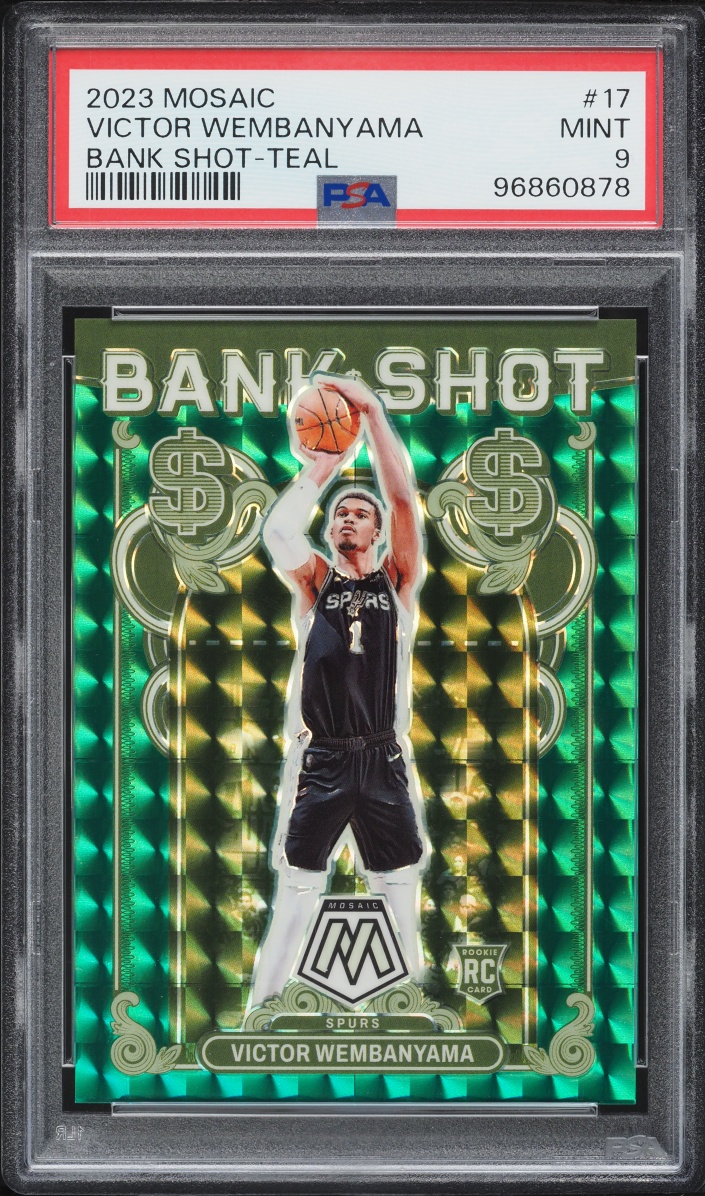 2023 Panini Mosaic Bank Shot Teal Victor Wembanyama ROOKIE 75/75 #17 PSA 9 MINT